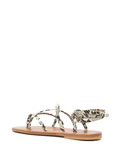 Kjacques Snakeskin Leather Ankle-tie Sandals In Multi