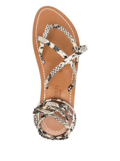 Kjacques Snakeskin Leather Ankle-tie Sandals In Multi