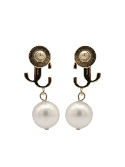 Jimmy Choo Pearl And Gold-tone Earrings In Gold