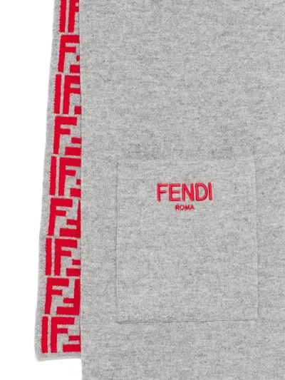 Fendi Ff Logo Scarf In Gray