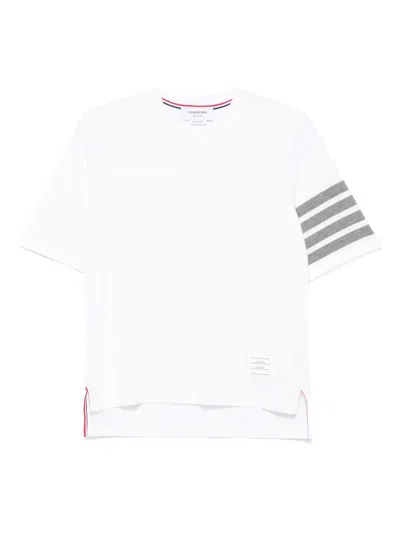 Thom Browne Short Sleeve T-shirt W/ 4 Bar Stripe In White