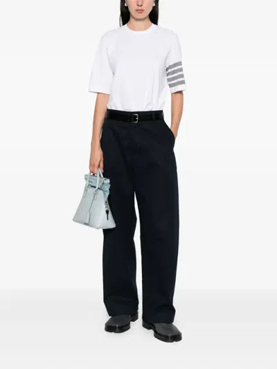 Thom Browne Short Sleeve T-shirt W/ 4 Bar Stripe In White