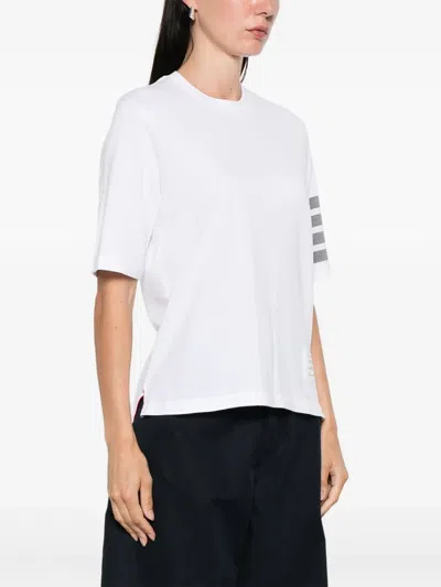 Thom Browne Short Sleeve T-shirt W/ 4 Bar Stripe In White