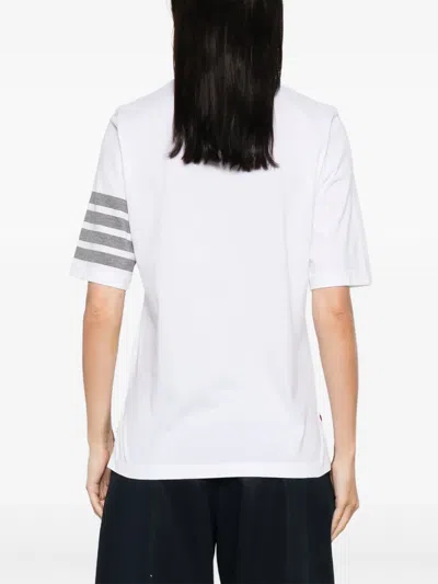 Thom Browne Short Sleeve T-shirt W/ 4 Bar Stripe In White