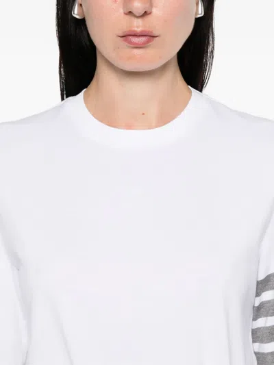 Thom Browne Short Sleeve T-shirt W/ 4 Bar Stripe In White
