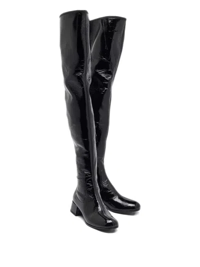 Pre-owned Prada Patent-leather Block-heel Boots