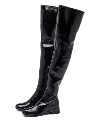 Pre-owned Prada Patent-leather Block-heel Boots