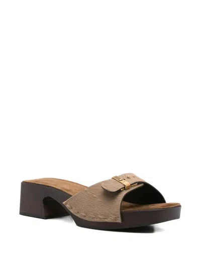 Khaite Britt Buckled Calf Hair Mules In Brown