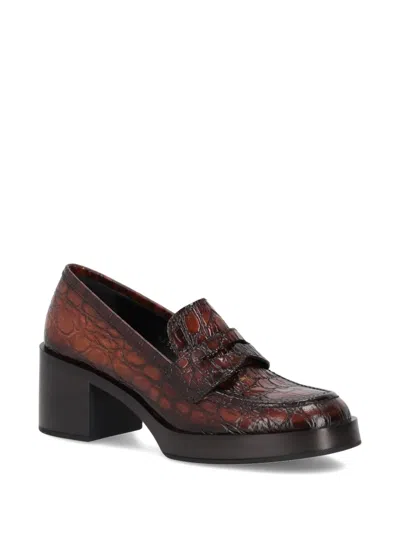 La Rose Cristin Crocodile-embossed Loafers