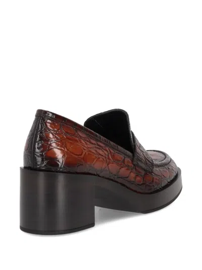 La Rose Cristin Crocodile-embossed Loafers