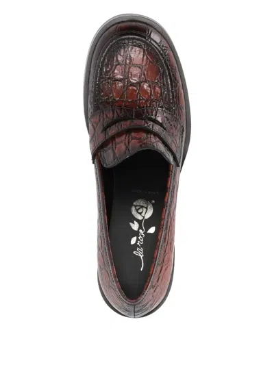 La Rose Cristin Crocodile-embossed Loafers
