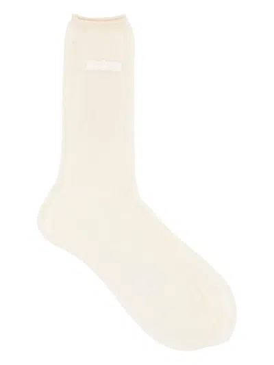 Antipast Bow-embellished Ribbed Socks In Neutral