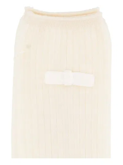 Antipast Bow-embellished Ribbed Socks In Neutral