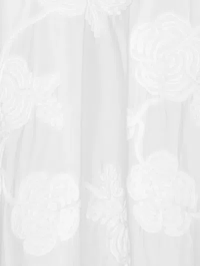 Rotate Birger Christensen Floral-embroidered Midi Skirt In White
