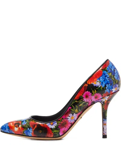 Pre-owned Dolce & Gabbana 90mm Floral-print Leather Pumps