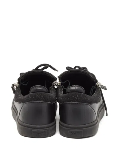 Pre-owned Giuseppe Zanotti Vintage 2024 Leather Glitter Zip Sneakers