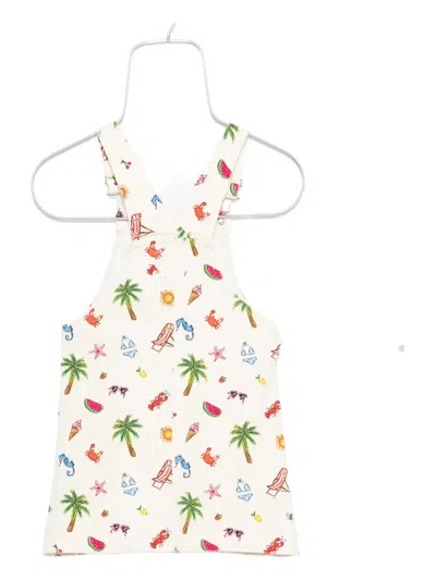 Mc2 Saint Barth All-over Print Dungarees In White
