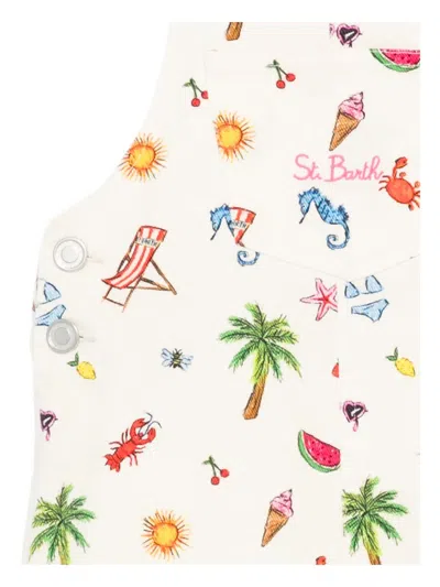 Mc2 Saint Barth All-over Print Dungarees In White