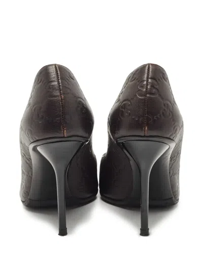 Pre-owned Gucci 100mm Leather Peep-toe Pumps