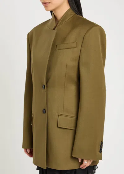 Attico Green Jacket With Asymmetric Closure On The Front