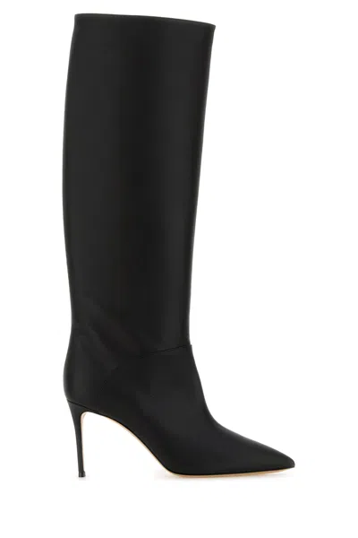 Casadei Leather Knee Length Boots With Stiletto Heel In Black