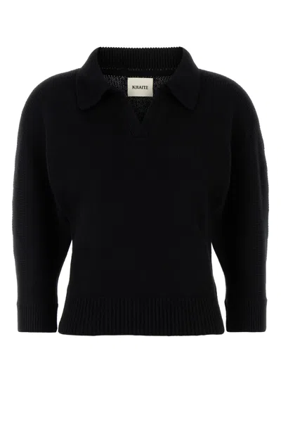 Khaite Black Cashmere Herve Polo Shirt In Black