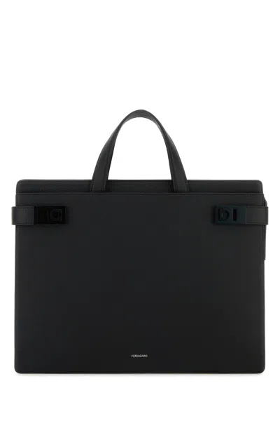 Ferragamo Ventiquattrore Twins In Pelle Nera Uomo