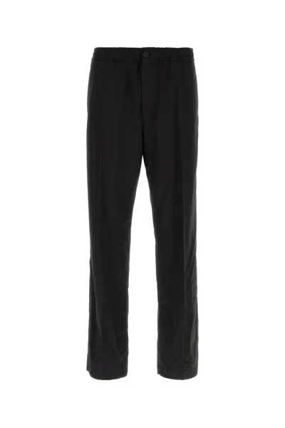 Ferragamo Trousers Wool Blend Elastic Waistband In Black