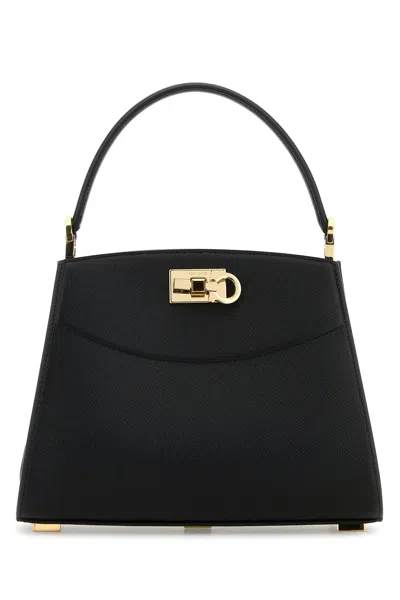 Ferragamo Black Leather Small Studio Box Handbag