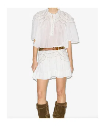 Isabel Marant Étoile Sheer Ruffled Half Sleeve Blouse In White