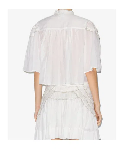 Isabel Marant Étoile Sheer Ruffled Half Sleeve Blouse In White