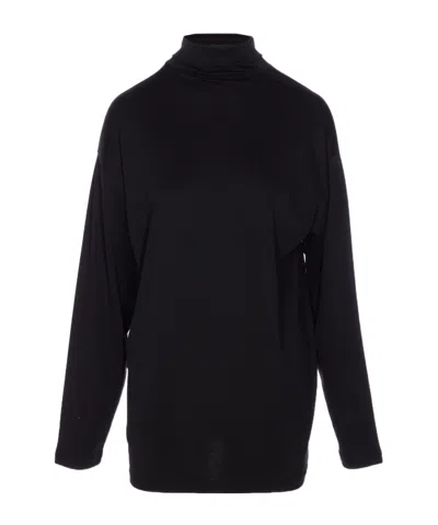 Lemaire Relaxed Mock Neck Long Sleeves Top In Black
