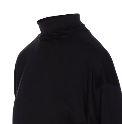 Lemaire Relaxed Mock Neck Long Sleeves Top In Black