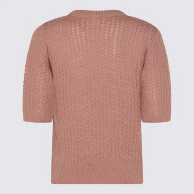 Fabiana Filippi Knit Crewneck Mid-length Ribbed Textured In Pink