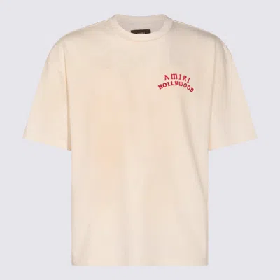 Amiri White Crewneck T-shirt With Logo Lettering On Front And Rear In Cotton Man