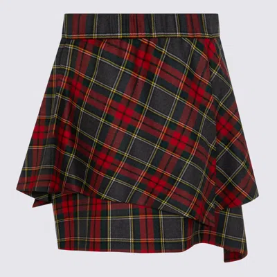 Vivienne Westwood Asymmetric Wrap Skirt With Check Pattern And Button Fastening