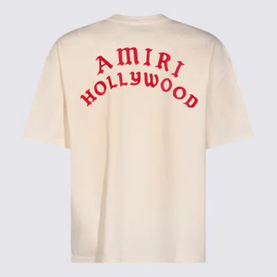 Amiri White Crewneck T-shirt With Logo Lettering On Front And Rear In Cotton Man