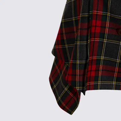 Vivienne Westwood Asymmetric Wrap Skirt With Check Pattern And Button Fastening