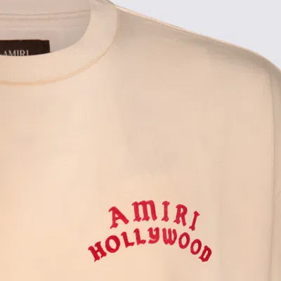 Amiri White Crewneck T-shirt With Logo Lettering On Front And Rear In Cotton Man