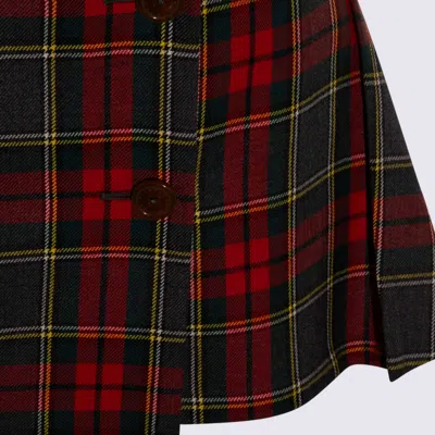 Vivienne Westwood Asymmetric Wrap Skirt With Check Pattern And Button Fastening