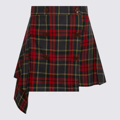Vivienne Westwood Asymmetric Wrap Skirt With Check Pattern And Button Fastening