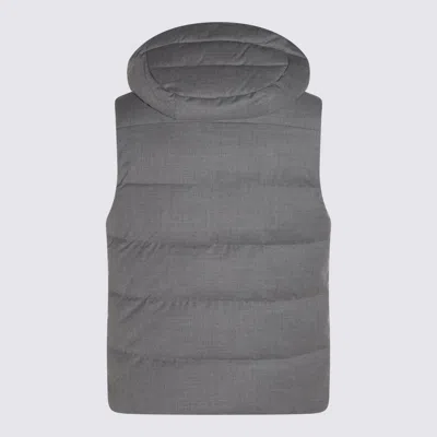 Moorer Hooded Padded Down Jackets With Side Zipper Pockets In Gray