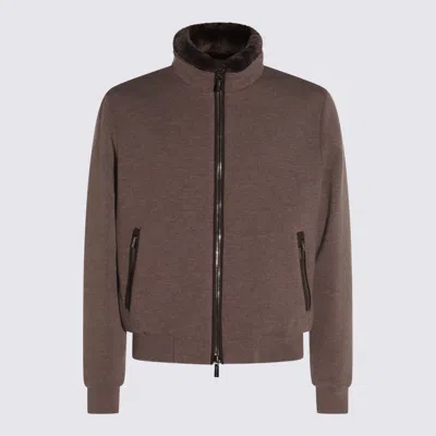 Moorer Casual Jacket With Fur Collar And Ribbed Finish