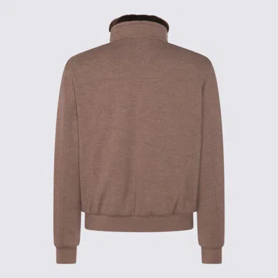 Moorer Casual Jacket With Fur Collar And Ribbed Finish