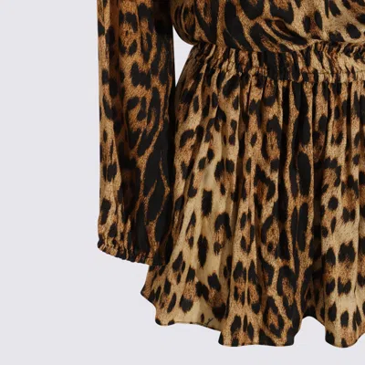 Roberto Cavalli Knee Length Dress Leopard Print In Brown