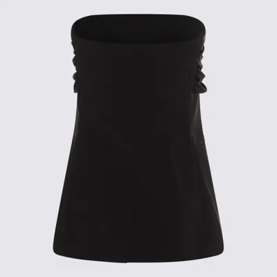Max Mara Black Wool Top In Black