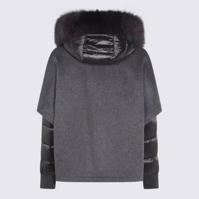 Moorer Hooded Jackets With Fur Trim And Quilted Sleeves