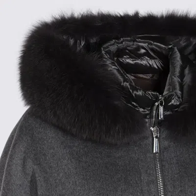 Moorer Hooded Jackets With Fur Trim And Quilted Sleeves