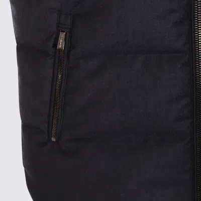 Moorer Hooded Padded Jackets With Side Zip Pockets In Blue