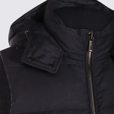 Moorer Hooded Padded Jackets With Side Zip Pockets In Blue
